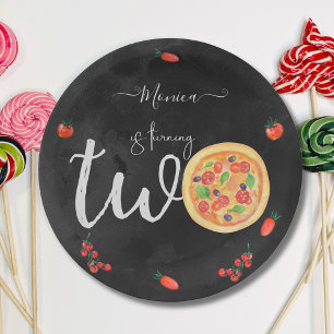 Slice of fun, second birthday paper plate