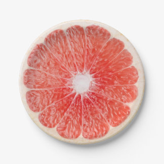 Slice of grapefruit paper plate