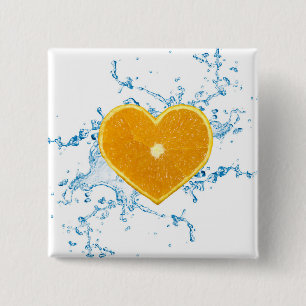 Slice of Heart Shaped Orange - Button