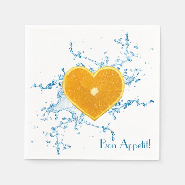 Slice of Heart-Shaped Orange Napkin (Front)