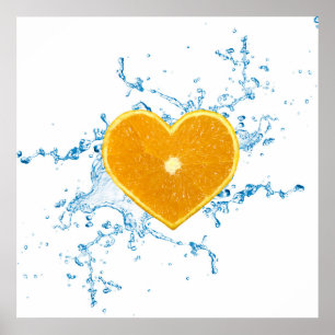 Slice of Heart Shaped Orange - Poster Print