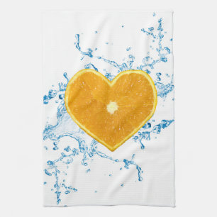 Slice of Heart-Shaped Orange Tea Towel
