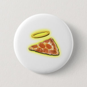 Slice of Heaven Pizza with Halo 6 Cm Round Badge