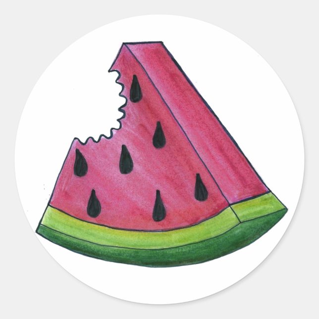 Slice of Juicy Pink Watermelon Rind Fruit Stickers (Front)