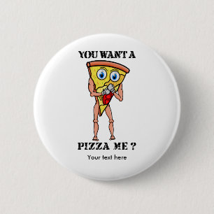 Slice of Pizza Wearing Boxing Gloves 6 Cm Round Badge