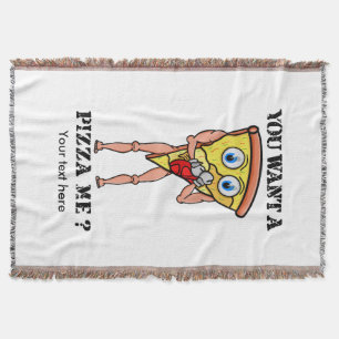 Slice of Pizza Wearing Boxing Gloves Throw Blanket