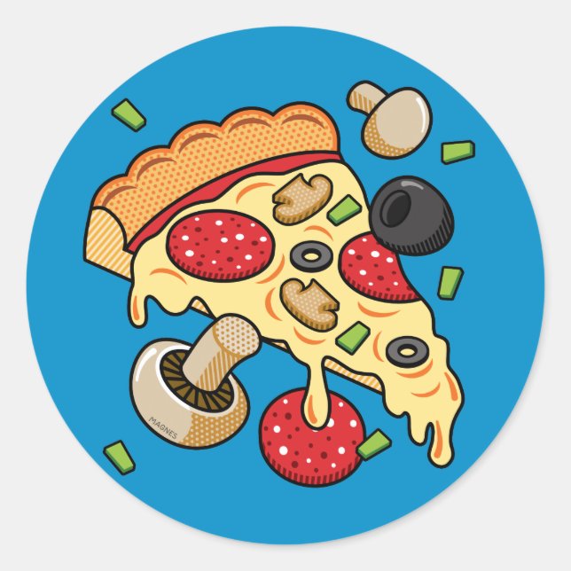 Slice of Pizza with Toppings Classic Round Sticker (Front)