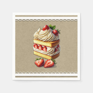 Slice of Strawberry Shortcake Strawberries  Napkin