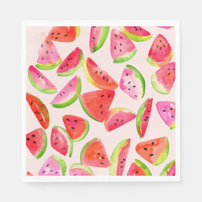 Slice of Summer Watermelon Paper Plates Napkin (Front)