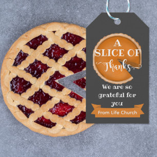 Slice of Thanks Pumpkin Pie thanksgiving volunteer Gift Tags