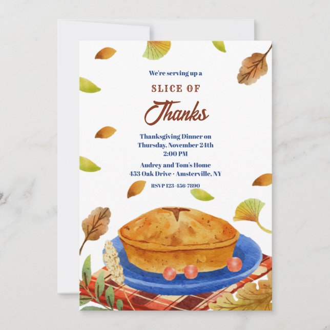 Slice of Thanks Thanksgiving Invitations (Front)