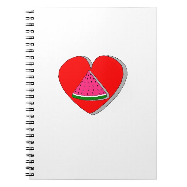 Slice Of Watermelon And Red Heart Drawing Notebook (Front)