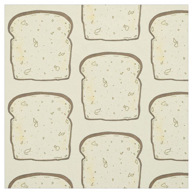 Slice of White Sandwich Bread Toast Bakery Food Fabric (Swatch)