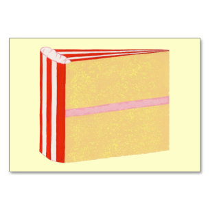 Slice of yellow cake reading flashcards for adults table number
