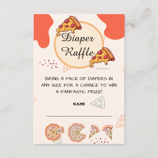 Slice Pizza Time diaper raffle Enclosure Card (Front)