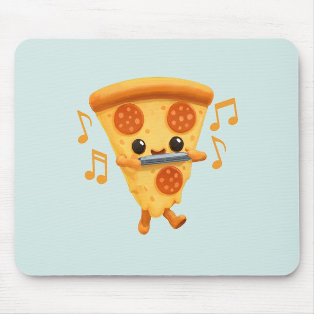 Slice Playing a Harmonica Cute Mouse Pad (Front)