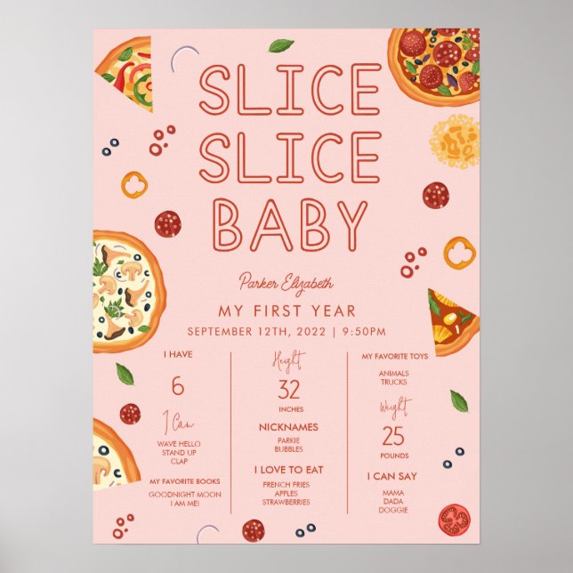 Slice Slice Baby First Birthday Milestone Poster (Front)