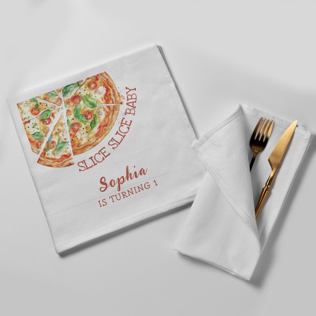 Slice Slice Baby Modern Pizza Birthday Party Napki Napkin (Creator Uploaded)
