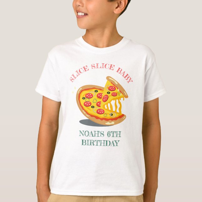 Slice Slice Baby Modern Pizza Birthday party T-Shirt (Front)