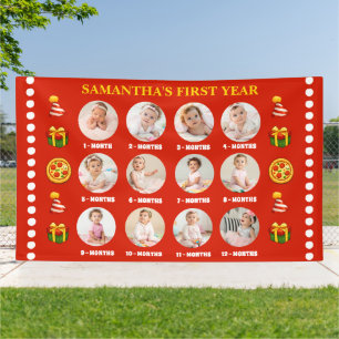 Slice Slice Baby Pizza 1st Birthday Milestone Banner