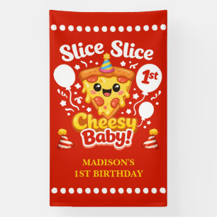 Slice Slice Baby Pizza 1st Birthday Vertical Banner