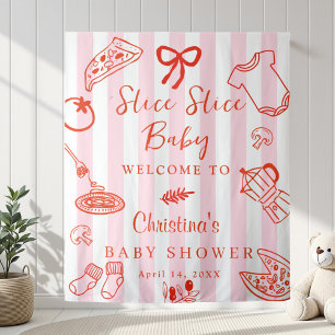 Slice Slice Baby Pizza Baby Shower Backdrop Tapestry