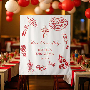 Slice Slice Baby Pizza Baby Shower Banner Tapestry