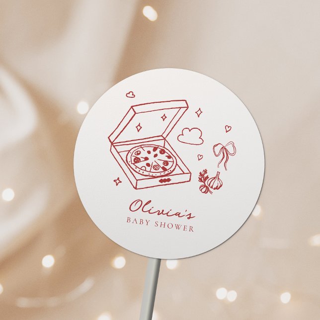 Slice Slice Baby Pizza Baby Shower Classic Round Sticker (Creator Uploaded)