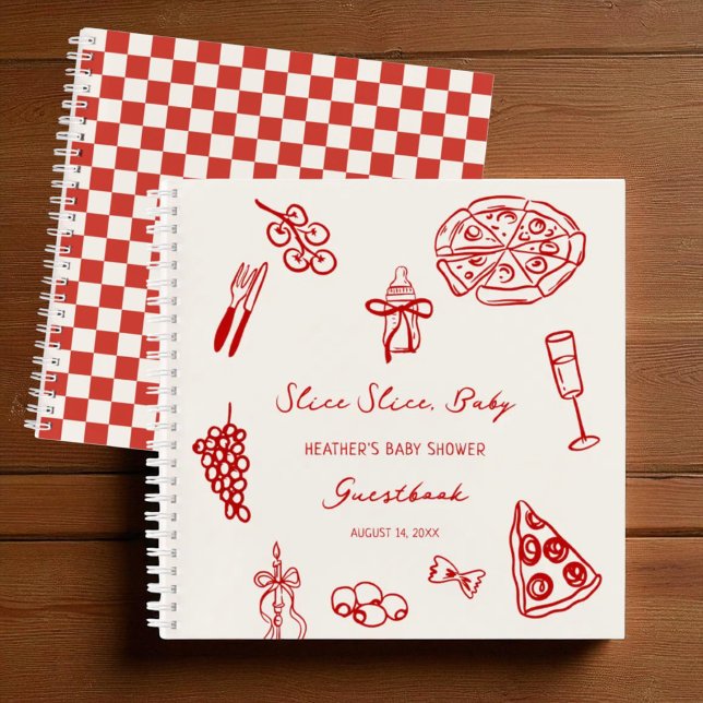 Slice Slice Baby Pizza Baby Shower Guestbook Notebook (Creator Uploaded)