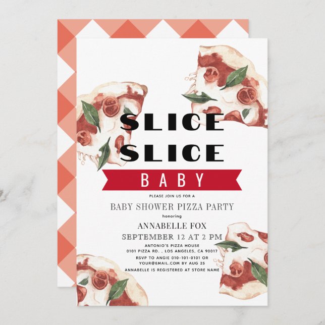 Slice Slice Baby Pizza Baby Shower Invitation (Front/Back)
