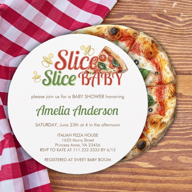 Slice Slice Baby Pizza Baby Shower Invitation  (Creator Uploaded)