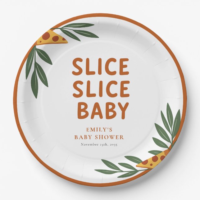 Slice Slice Baby Pizza Baby Shower Paper Plate (Front)
