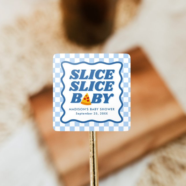 Slice Slice Baby Pizza Baby Shower Square Sticker (Creator Uploaded)