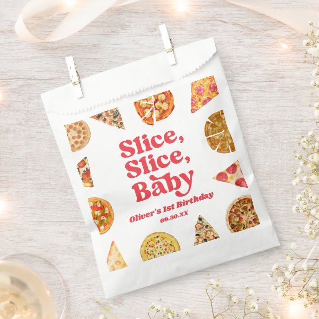 Slice, Slice, Baby! Pizza Birthday Party Favour Bag (Clipped)