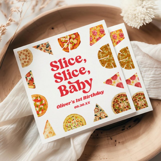 Slice, Slice, Baby! Pizza Birthday Party Napkin (Creator Uploaded)