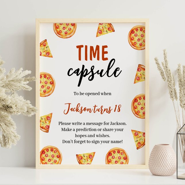 Slice Slice Baby Pizza Birthday Time Capsule Sign (Creator Uploaded)