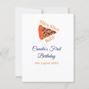 Slice Slice baby pizza brown blue 1st birthday  Postcard
