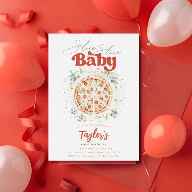 Slice Slice Baby Pizza First Birthday Invitation (Creator Uploaded)
