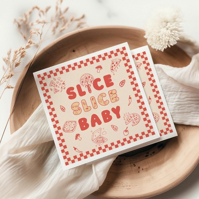 Slice Slice Baby Pizza Hand Drawn Baby Shower Napkin (Creator Uploaded)