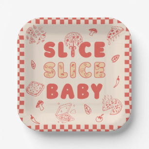 Slice Slice Baby Pizza Hand Drawn Baby Shower Paper Plate