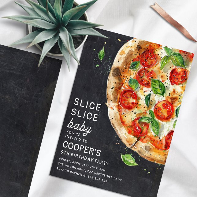 Slice Slice Baby Pizza Modern Birthday Invitation (Creator Uploaded)