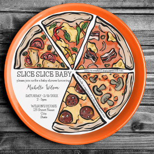 Slice Slice Baby Rustic Pizza Gender Neutral Invitation