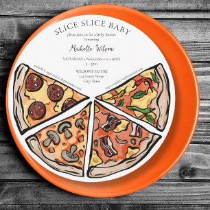 Slice Slice Baby Rustic Pizza Gender Neutral Invitation