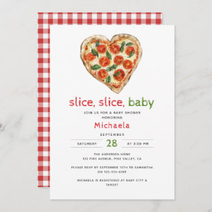 Slice Slice Baby Watercolor Pizza Baby Shower Invitation
