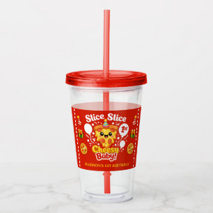 Slice Slice Cheesy Baby Pizza 1st Birthday Acrylic Tumbler