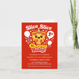Slice Slice Cheesy Baby Pizza 1st Birthday Invitation
