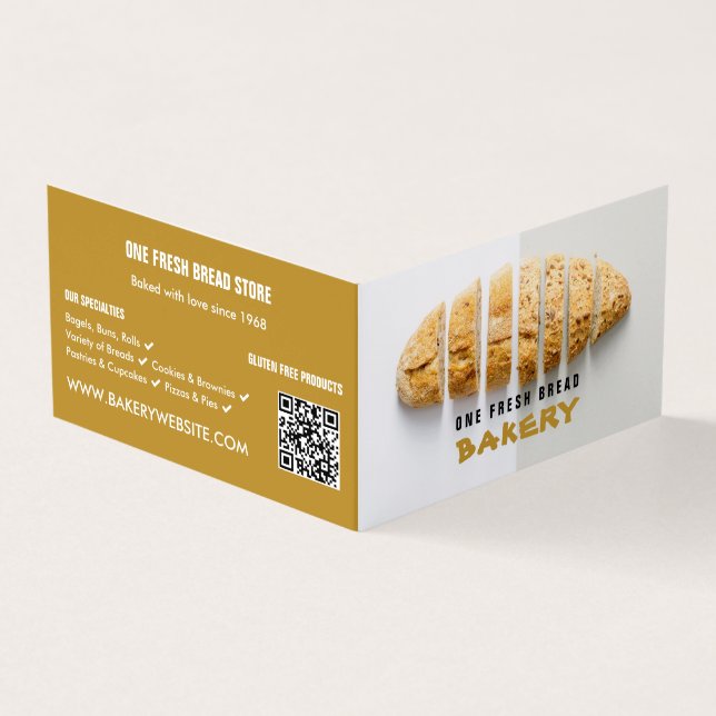 Sliced Bread Loaf, Bakery Detailed Business Card (Outside)