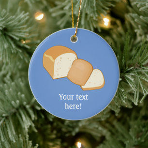 Sliced bread loaf showing end piece of crust ceramic ornament
