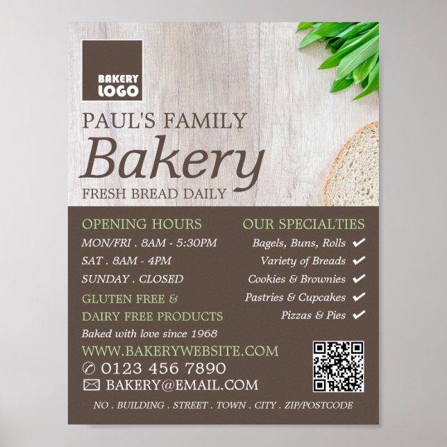 Sliced Bread on Board, Bakers, Bakery Store Poster (Front)