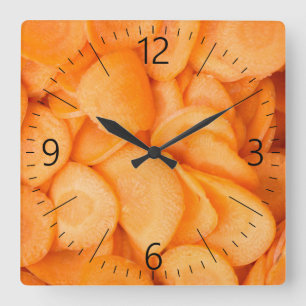 Sliced carrot pattern square wall clock